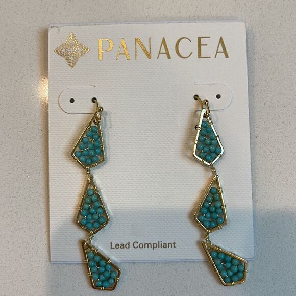 NWT PANACEA Triple Bead Drop Earrings - Picture 2 of 6